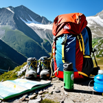 Mountain Preparation Scene**

"A backpack laid out with essential hiking gear: first aid kit, map, compass, water bottle, energy bars, layers of clothing, and a headlamp. Background shows a sunny mountain trail in the Pyrenees. Safe for work, appropriate content, fully clothed hiking attire, perfect anatomy, natural proportions, professional hiking gear advertisement, high quality, family-friendly."

**