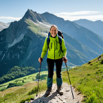 등산으로 인한 정신 건강 개선 효과 - **

"A professional female hiker in appropriate outdoor gear, including a waterproof jacket and hiki...