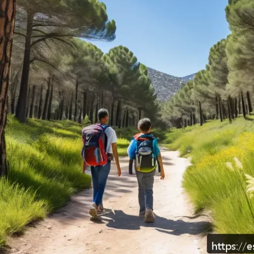 Home 33 가족과 함께하는 등산 코스 추천 - A family hiking together on a flat, shaded trail in the Parque Natural de la Cuenca Alta del Manzana...