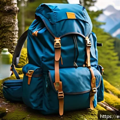 Home 31 등산 배낭 꾸리기 팁 - A well-organized hiking backpack shown from a side view, packed with heavy items like a tent and coo...